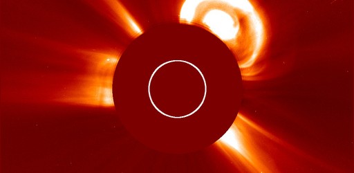 A significant CME blasted off the sun today, Oct. 22nd, around 1100 UT. Analysts at the Goddard Space Weather Lab say the cloud is heading for Mars, due to hit the Red Planet on Oct. 26th.  (movie, forecast track) While looking at the latest STEREO Ahead images, there appears to be a very bright and possibly a partially earth directed Coronal Mass Ejection blasting away from the Sun during the early hours on Saturday. The source of...