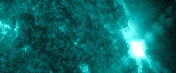 A strong solar flare reaching M5.1 took place at 01:47 UTC Thursday morning. The flare was centered around Sunspot 1476 near the northwest limb. A bright CME was generated but because of the spots location, the plasma cloud will be headed mostly to the west. The M5.1 Solar Flare around Sunspot 1476 generated a moderate S2 Level Solar Radiation Storm now currently in progress. High energy Solar Protons are currently streaming past Earth. Stay tuned for...
