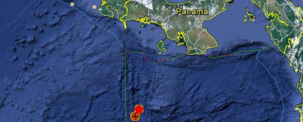 The first one struck at 00:45 UTC on June 4, 2012 with magnitude 6.2 according USGS. Epicenter was located 356 km (221 miles) SSW of Santiago, Panama and 526 km (326 miles) SW of  Panama City, Panama (5.287°N, 82.580°W). Recorded depth was 9.7 km (6.0 miles). Based on the earthquake magnitude, location, and historic tsunami records, a tsunami is not expected, the Pacific Tsunami Warning Center said. Magnitude 6.2 Date-Time Monday, June 04, 2012 at 00:45:15 UTC Sunday, June 03, 2012...