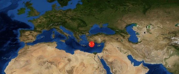 Email Email Strong earthquake measuring M5.7 according to EMSC was recorded on July 9, 2012 at 13:54 UTC in eastern Mediterranean Sea. Location of epicenter is 83 km (51 miles) SSW of Kalkan, Turkey and 111 km (68 miles) SE of Rodos, Greece. EMSC recorded depth of epicenter at 54 km. However, local Turkish seismological centers like Kandili Observatory and Bogazici University reported magnitude 6.0 with depth of 51 km. USGS reported magnitude 5.6 at depth of 46.9 km. The...