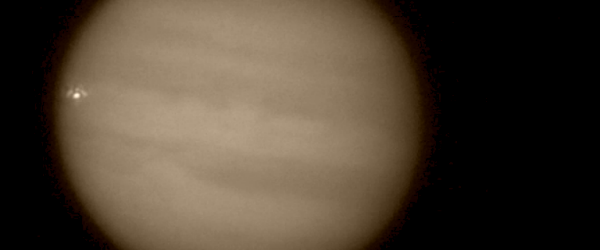The Watchers Tweet Tweet All eyes are focused on Jupiter now. An asteroid or comet impacted Jupiter 36hrs ago, causing a massive explosion and flash of light. Caught on webcam by amateur astronomer George Hall in Dallas, Texas, the impact on Jupiter that occurred yesterday is currently the only video footage  of the event. Impact can be clearly seen in the 4 second video as a bright flash along the giant planet’s left side. The video was captured with a...